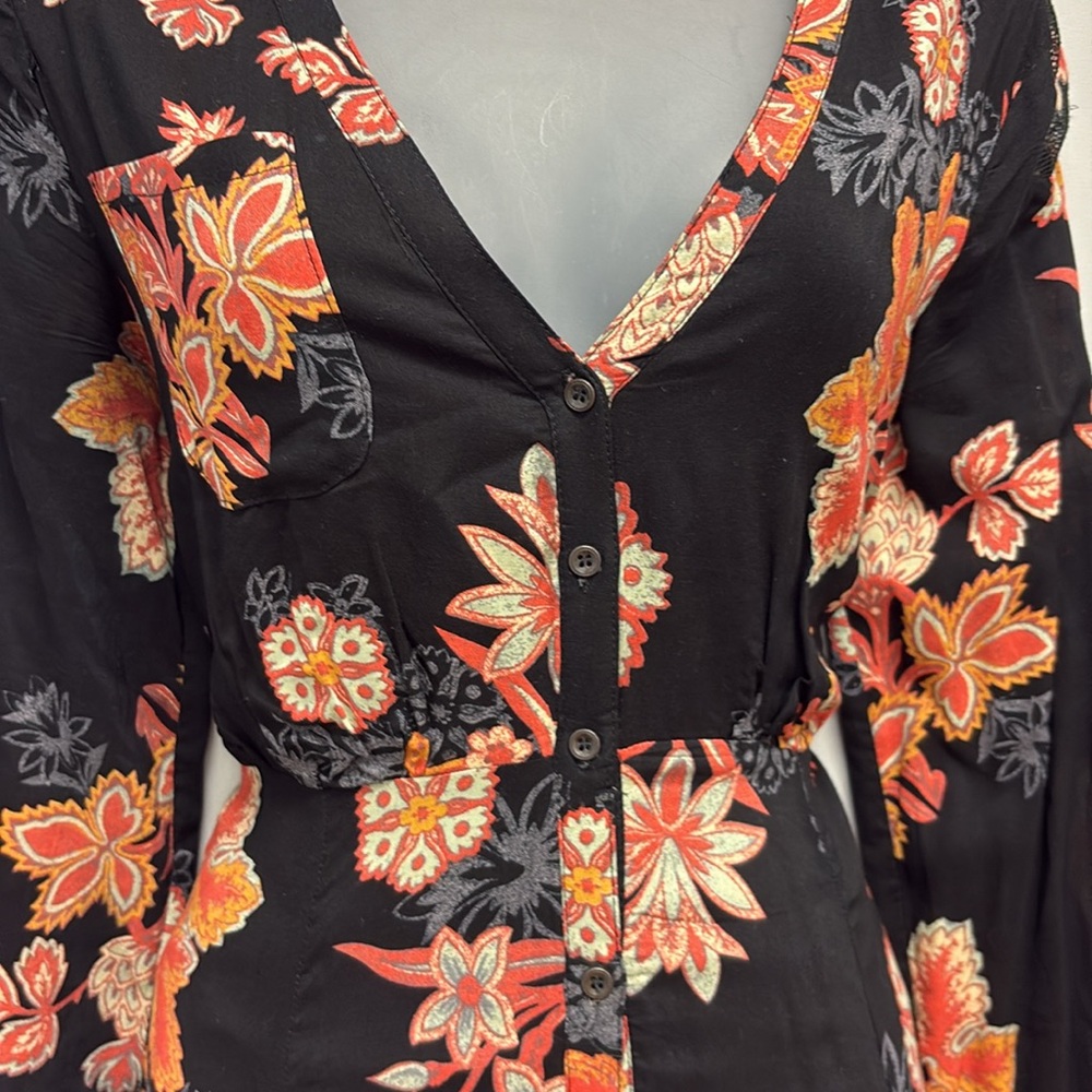 Free People MIRANDA Midi Dress in Black Combo Size 4 - Picture 6 of 13